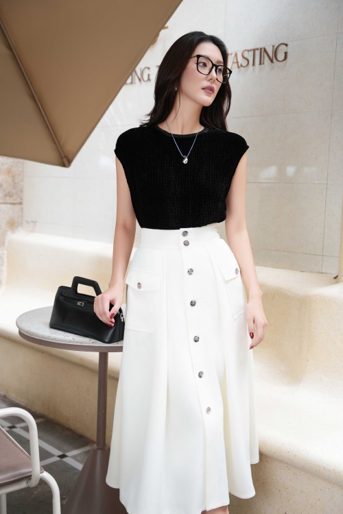 Sixdo Black Velvet Blouse